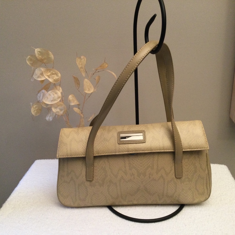 Vintage Waterman Paris Faux Snake Print Structured Handbag